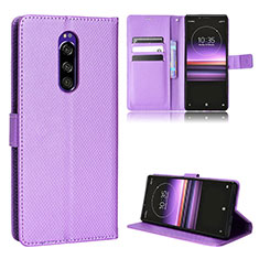 Coque Portefeuille Livre Cuir Etui Clapet BY1 pour Sony Xperia 1 Violet