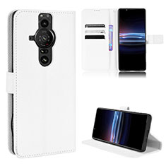 Coque Portefeuille Livre Cuir Etui Clapet BY1 pour Sony Xperia PRO-I Blanc