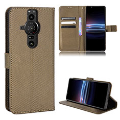 Coque Portefeuille Livre Cuir Etui Clapet BY1 pour Sony Xperia PRO-I Marron