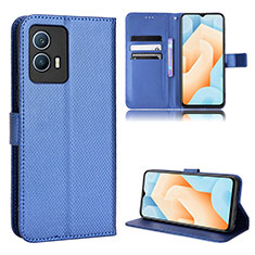 Coque Portefeuille Livre Cuir Etui Clapet BY1 pour Vivo iQOO U5 5G Bleu