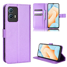 Coque Portefeuille Livre Cuir Etui Clapet BY1 pour Vivo iQOO U5 5G Violet