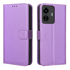 Coque Portefeuille Livre Cuir Etui Clapet BY1 pour Vivo iQOO Z6 Lite 5G Violet