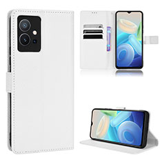 Coque Portefeuille Livre Cuir Etui Clapet BY1 pour Vivo T1 5G India Blanc