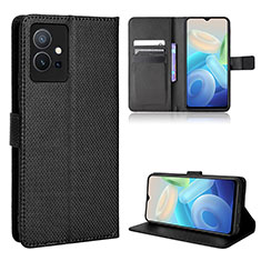 Coque Portefeuille Livre Cuir Etui Clapet BY1 pour Vivo T1 5G India Noir