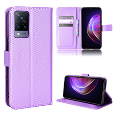 Coque Portefeuille Livre Cuir Etui Clapet BY1 pour Vivo V21 5G Violet