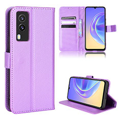 Coque Portefeuille Livre Cuir Etui Clapet BY1 pour Vivo V21e 5G Violet