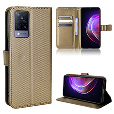 Coque Portefeuille Livre Cuir Etui Clapet BY1 pour Vivo V21s 5G Marron