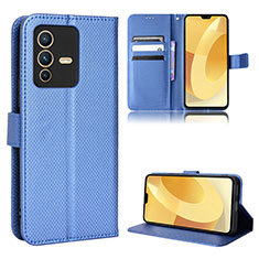 Coque Portefeuille Livre Cuir Etui Clapet BY1 pour Vivo V23 Pro 5G Bleu