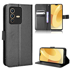 Coque Portefeuille Livre Cuir Etui Clapet BY1 pour Vivo V23 Pro 5G Noir