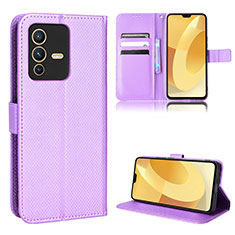Coque Portefeuille Livre Cuir Etui Clapet BY1 pour Vivo V23 Pro 5G Violet