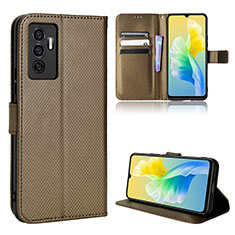 Coque Portefeuille Livre Cuir Etui Clapet BY1 pour Vivo V23e 5G Marron