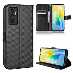 Coque Portefeuille Livre Cuir Etui Clapet BY1 pour Vivo V23e 5G Noir