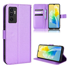 Coque Portefeuille Livre Cuir Etui Clapet BY1 pour Vivo V23e 5G Violet