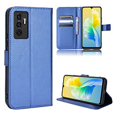 Coque Portefeuille Livre Cuir Etui Clapet BY1 pour Vivo V23e Bleu