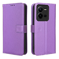 Coque Portefeuille Livre Cuir Etui Clapet BY1 pour Vivo V25 5G Violet