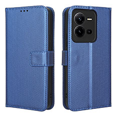 Coque Portefeuille Livre Cuir Etui Clapet BY1 pour Vivo V25e Bleu