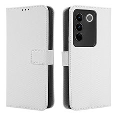 Coque Portefeuille Livre Cuir Etui Clapet BY1 pour Vivo V27 Pro 5G Blanc