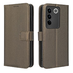 Coque Portefeuille Livre Cuir Etui Clapet BY1 pour Vivo V27 Pro 5G Marron