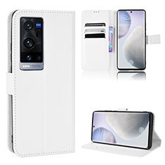 Coque Portefeuille Livre Cuir Etui Clapet BY1 pour Vivo X60 Pro+ Plus 5G Blanc