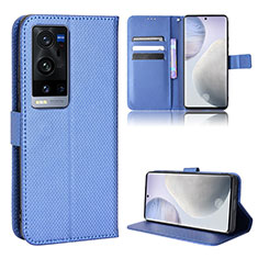 Coque Portefeuille Livre Cuir Etui Clapet BY1 pour Vivo X60 Pro+ Plus 5G Bleu