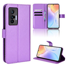 Coque Portefeuille Livre Cuir Etui Clapet BY1 pour Vivo X70 5G Violet