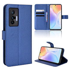 Coque Portefeuille Livre Cuir Etui Clapet BY1 pour Vivo X70t Bleu