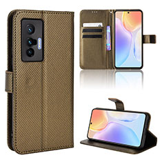 Coque Portefeuille Livre Cuir Etui Clapet BY1 pour Vivo X70t Marron