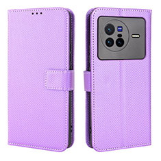 Coque Portefeuille Livre Cuir Etui Clapet BY1 pour Vivo X80 5G Violet