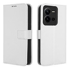 Coque Portefeuille Livre Cuir Etui Clapet BY1 pour Vivo X80 Lite 5G Blanc