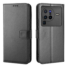 Coque Portefeuille Livre Cuir Etui Clapet BY1 pour Vivo X80 Pro 5G Noir