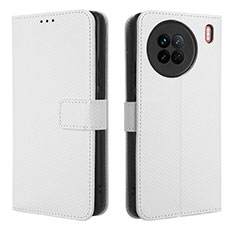 Coque Portefeuille Livre Cuir Etui Clapet BY1 pour Vivo X90 5G Blanc