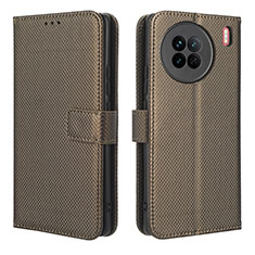 Coque Portefeuille Livre Cuir Etui Clapet BY1 pour Vivo X90 5G Marron