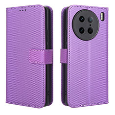 Coque Portefeuille Livre Cuir Etui Clapet BY1 pour Vivo X90 Pro 5G Violet