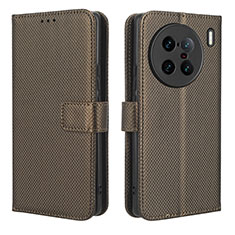 Coque Portefeuille Livre Cuir Etui Clapet BY1 pour Vivo X90 Pro+ Plus 5G Marron