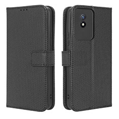 Coque Portefeuille Livre Cuir Etui Clapet BY1 pour Vivo Y02 Noir