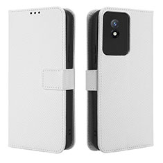 Coque Portefeuille Livre Cuir Etui Clapet BY1 pour Vivo Y02A Blanc