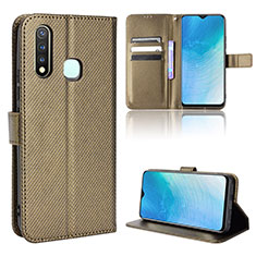 Coque Portefeuille Livre Cuir Etui Clapet BY1 pour Vivo Y19 Marron