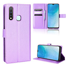 Coque Portefeuille Livre Cuir Etui Clapet BY1 pour Vivo Y19 Violet