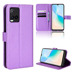 Coque Portefeuille Livre Cuir Etui Clapet BY1 pour Vivo Y21 Violet