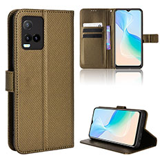 Coque Portefeuille Livre Cuir Etui Clapet BY1 pour Vivo Y32 4G Marron