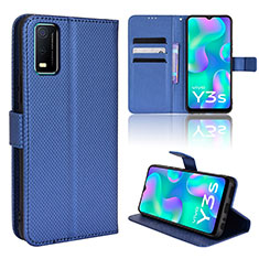 Coque Portefeuille Livre Cuir Etui Clapet BY1 pour Vivo Y3s (2021) Bleu