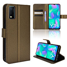 Coque Portefeuille Livre Cuir Etui Clapet BY1 pour Vivo Y3s (2021) Marron