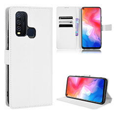 Coque Portefeuille Livre Cuir Etui Clapet BY1 pour Vivo Y50 Blanc