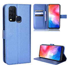 Coque Portefeuille Livre Cuir Etui Clapet BY1 pour Vivo Y50 Bleu