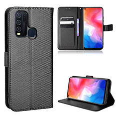 Coque Portefeuille Livre Cuir Etui Clapet BY1 pour Vivo Y50 Noir