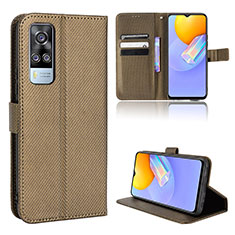 Coque Portefeuille Livre Cuir Etui Clapet BY1 pour Vivo Y51A Marron