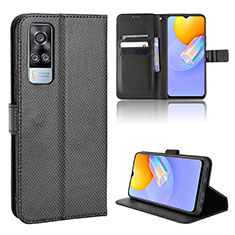 Coque Portefeuille Livre Cuir Etui Clapet BY1 pour Vivo Y51A Noir