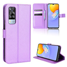 Coque Portefeuille Livre Cuir Etui Clapet BY1 pour Vivo Y53s NFC Violet
