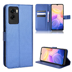 Coque Portefeuille Livre Cuir Etui Clapet BY1 pour Vivo Y55s (2021) Bleu