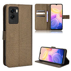 Coque Portefeuille Livre Cuir Etui Clapet BY1 pour Vivo Y55s (2021) Marron